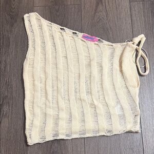 Beige Knit Off The Shoulder Top
